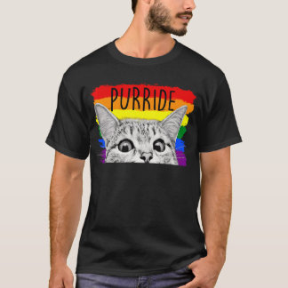 T-shirt Purride Chat Lunettes de soleil Drapeau Mois Gay p