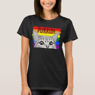 T-shirt Purride Chat Lunettes de soleil Drapeau Mois Gay p