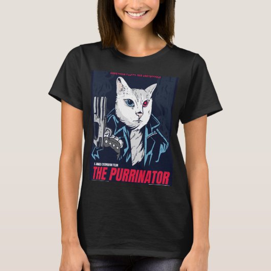 T-shirt Purrinator Scifi Cyborg Kitten (Devant)