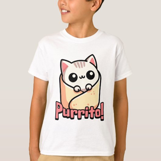 T-shirt Purrito ! Cute Burrito Pun de chat (Devant)