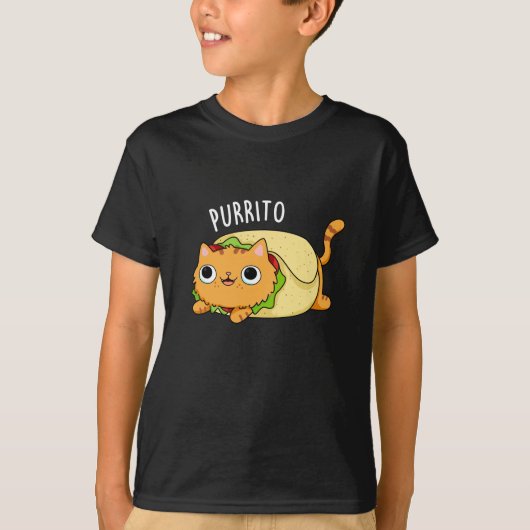 T-shirt Purrito Funny Chat Burrito Pun Dark BG (Devant)