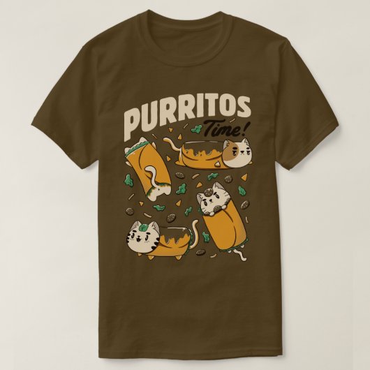 T-shirt Purritos Time Burrito Chat Drôle Nourriture mexica (Design devant)
