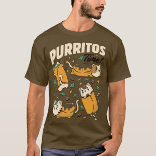 T-shirt Purritos Time Burrito Chat Drôle Nourriture mexica