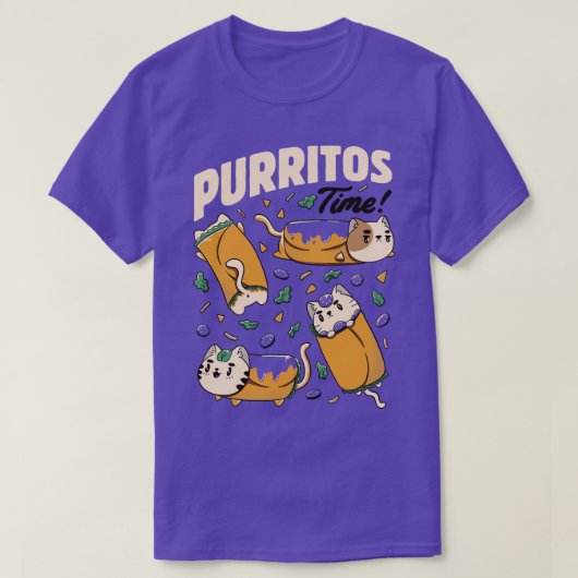T-shirt Purritos Time Burrito Chat Drôle Nourriture mexica (Design devant)