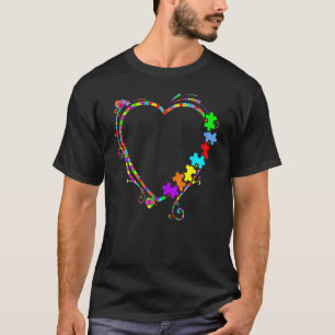 T-shirt Puzzle Coeur coloré Pièce Love Sensibilisation sur