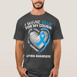 T-shirt Puzzle Coeur Je Porte Bleu Pour Mon Autisme Cousin
