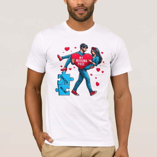 T-shirt Puzzle d'amour personnalisé - Mon morceau manquant (Devant)