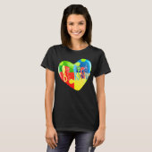 T-shirt Puzzle de langage gestuel de la main Soyez Gentil (Devant entier)