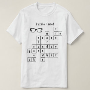 T-shirt Puzzle de mots croisés personnalisés noir et blanc
