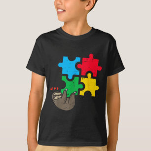 T-shirt Puzzle de paresseux pendu Mignon Sensibilisation à