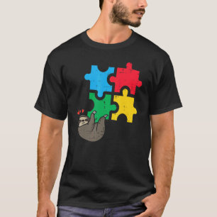 T-shirt Puzzle de paresseux pendu Mignon Sensibilisation à
