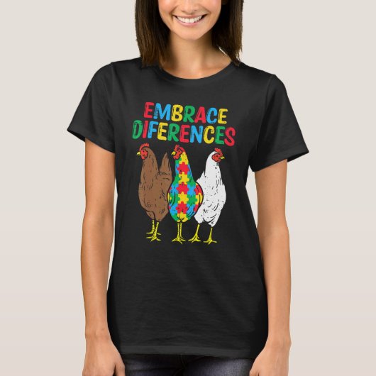 T-shirt Puzzle de poulet pour accepter les différences Sen (Devant)