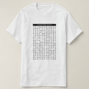 T-shirt puzzle de recherche de mot de café