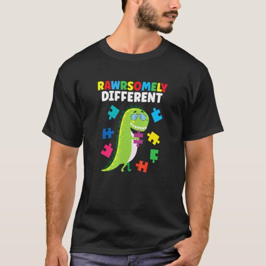 T-shirt Puzzle de T Rex de dinosaure différemment Rawrsome (Devant)
