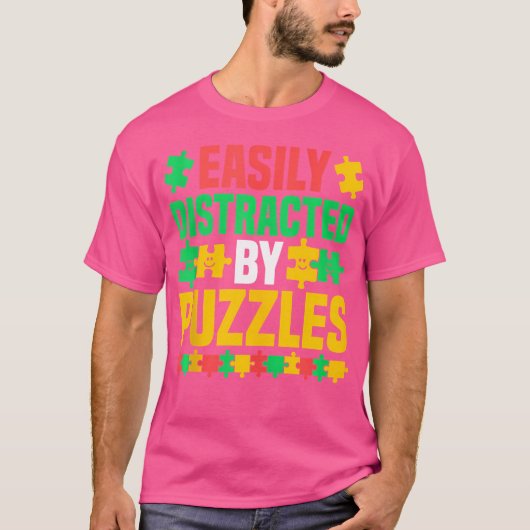 T-shirt Puzzle - Facilement Distrait Par Les Puzzles (Devant)