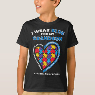 T-shirt Puzzle I Wear Blue Grandson Sensibilisation sur l'