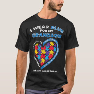 T-shirt Puzzle I Wear Blue Grandson Sensibilisation sur l'