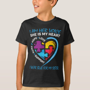 T-shirt Puzzle Je Porte Du Bleu Pour Ma Soeur Autisme Aw