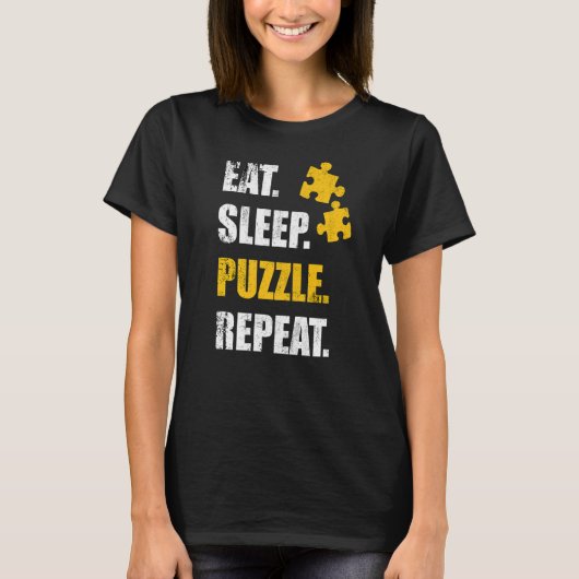 T-shirt Puzzle Jeu Manger Sleep Puzzle Répéter Jigsaw Puzz (Devant)