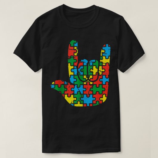 T-shirt Puzzle Rock Main Sign Cool Roche A Sensibilisation (Design devant)