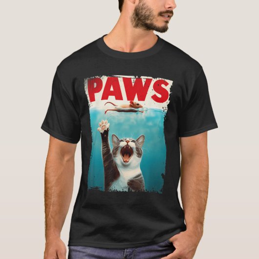 T-shirt Pws Chat Souris Parodie Chat Requin Chasse Souris  (Devant)