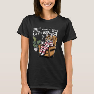 T-shirt Pyjama Humoristique Amateur de Chat et de Café Acc