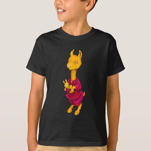 T-shirt Pyjama Rouge Llama Pour Enfants (Devant)