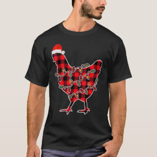 T-shirt Pyjama rouge poulets Santa Chapeau feu de Noël