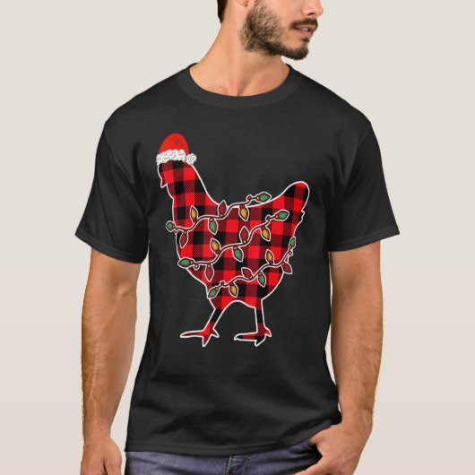 T-shirt Pyjama rouge poulets Santa Chapeau feu de Noël (Devant)