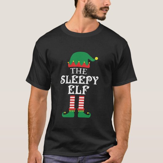 T-shirt Pyjamas de jumelage Sleepy ELF Family Funny Chris (Devant)