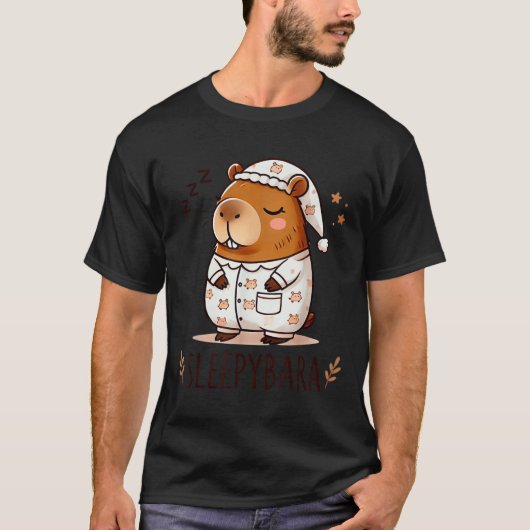 T-shirt Pyjamas de nuit de Capybara Officielle Dormir Slee (Devant)