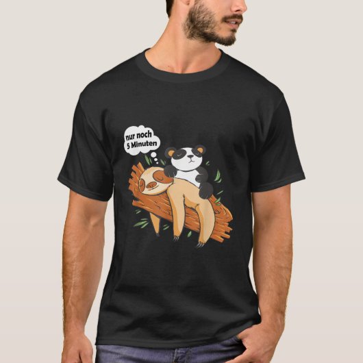 T-shirt Pyjamas de sommeil Sloth Panda 5 minutes (Devant)