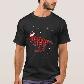 T-shirt Pyjamas rouge Plaid Dinosaur T Rex feux de Noël