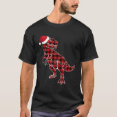T-shirt Pyjamas rouge Plaid Dinosaur T Rex feux de Noël (Devant)