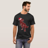 T-shirt Pyjamas rouge Plaid Dinosaur T Rex feux de Noël (Devant entier)