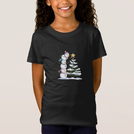 T-Shirt "Pyramide de neige décorant l'arbre de Noël" (Devant)