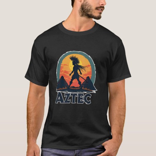 T-shirt Pyramide de soleil de guerrier aztèque (Devant)