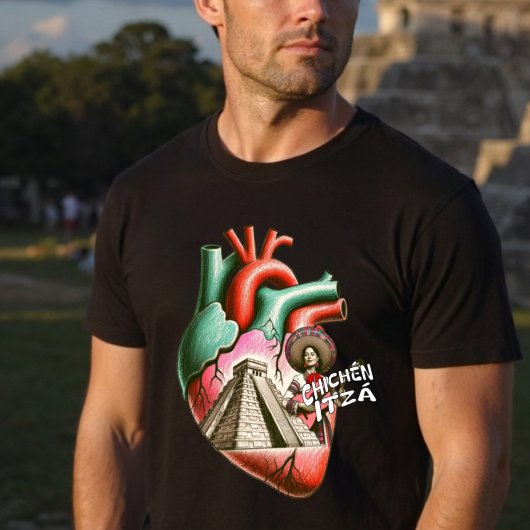 T-shirt Pyramide Maya de Chichén Itzá Cœur Anatomique