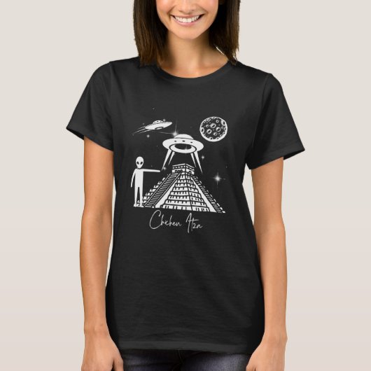 T-shirt Pyramides mayas Yucatan Mexique Alien et UFO Chich (Devant)