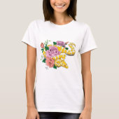 T-shirt Python boule jaune albino Roses sarcelle (Devant)