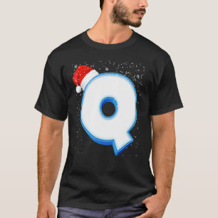 T-shirt Q Majuscule neigeuse Monogramme de Noël Alphabet L