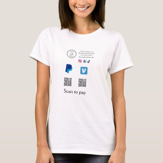 T-shirt Q R code PayPal venmo scanner payer ajouter médias (Devant)