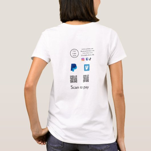 T-shirt Q R code PayPal venmo scanner payer ajouter médias (Dos)