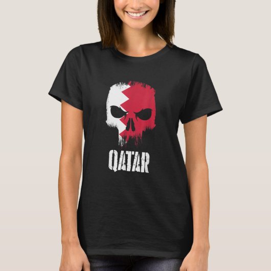 T-shirt Qatar Flag Skull Qatari Pride Patriotic (Devant)