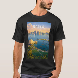 T-shirt Qatar Illustration Voyage Art Rétro