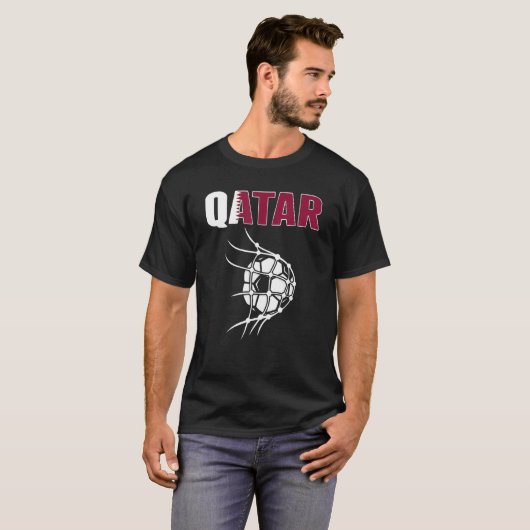 T-shirt Qatar Soccer Ball In Net Goal Soutenez Qatari Foo (Devant entier)