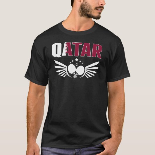 T-shirt Qatar Table Tennis Support Qatari Ping Pong Team (Devant)