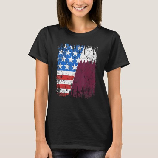 T-shirt Qatari American Flag Qatar Usa (Devant)