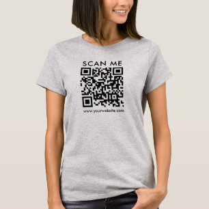 T-shirt QR Code Scan Me Femme Avant Impression en Acier cl