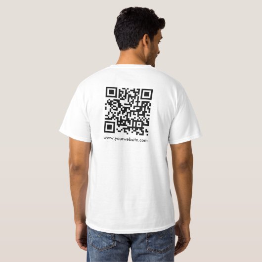 T-shirt QR Code Scan Me Mens Back Print White Promotional (Dos entier)